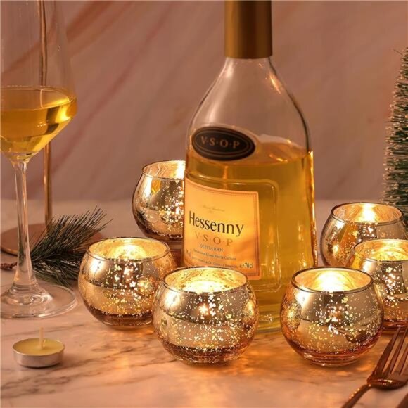 Gold Votive Candle Holders 12pcs -Gold Tealight Candle Holders,​ Decorations - Picture 6 of 7